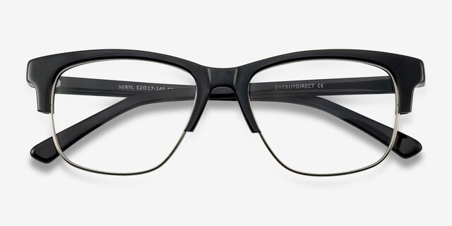 Beryl Noir AcétateMontures de lunettes de vue d'EyeBuyDirect, Vue Rapprochée