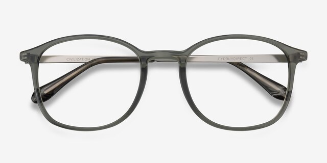 Civilization Gray MetalEyeglass Frames from EyeBuyDirect, Closed View