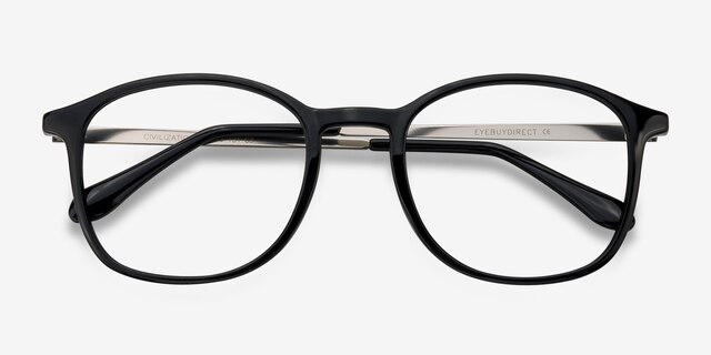 Civilization Black MetalEyeglass Frames from EyeBuyDirect, Closed View