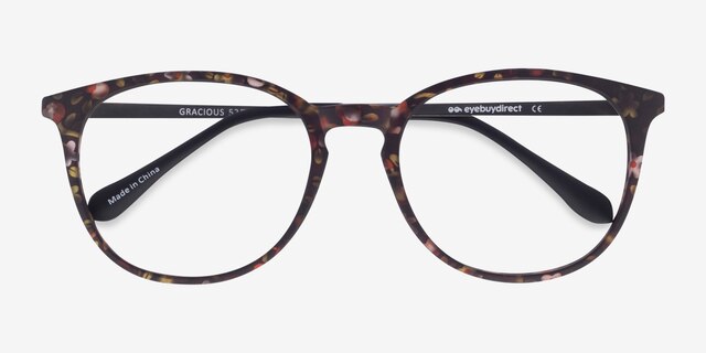 Gracious Pink Floral Plastic-metalMontures de lunettes de vue d'EyeBuyDirect, Vue Rapprochée