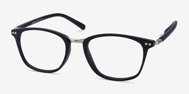 Savannah Matte Navy Plastic-metalEyeglass Frames from EyeBuyDirect, Angle View