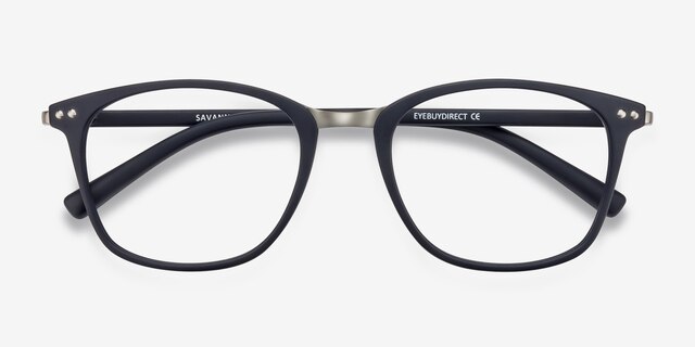 Savannah Matte Navy Plastic-metalEyeglass Frames from EyeBuyDirect, Closed View