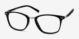 Savannah Matte Black Plastic-metal Montures de lunettes de vue d'EyeBuyDirect, Vue d'Angle