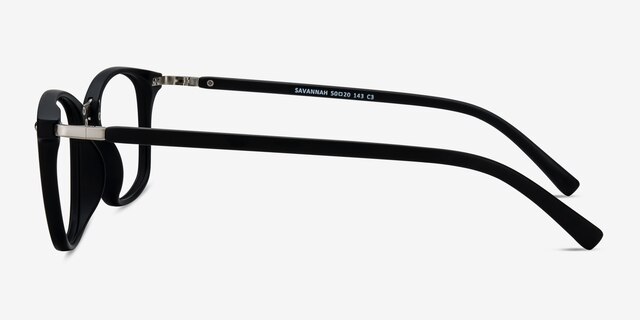 Savannah Matte Black Plastic-metalEyeglass Frames from EyeBuyDirect, Side View
