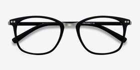 Savannah Matte Black Plastic-metal Montures de lunettes de vue d'EyeBuyDirect, Vue Rapprochée