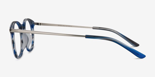 Mood Blue Striped AcetateEyeglass Frames from EyeBuyDirect, Side View