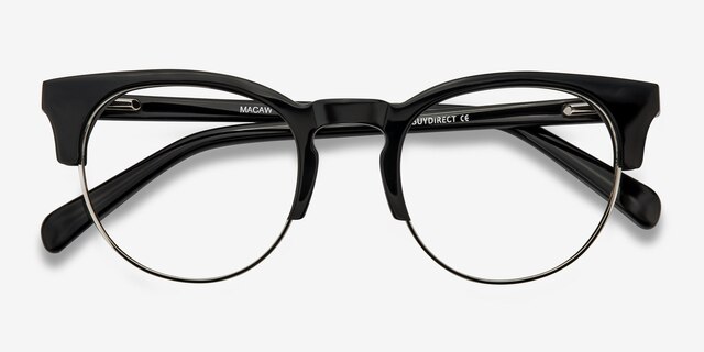 Macaw Black AcetateEyeglass Frames from EyeBuyDirect, Closed View