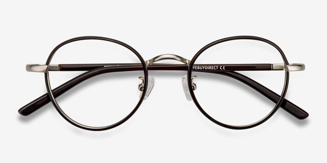 Anywhere Brun AcétateMontures de lunettes de vue d'EyeBuyDirect, Vue Rapprochée