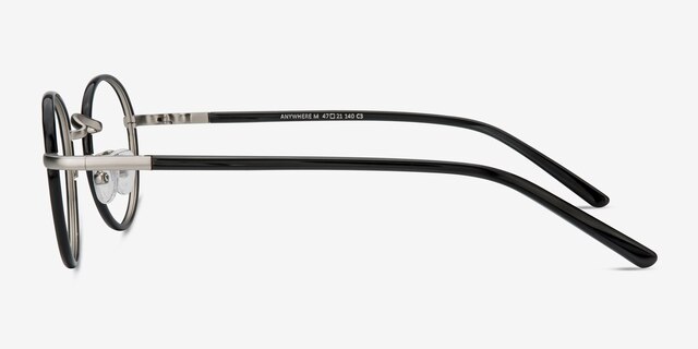 Anywhere Black AcetateEyeglass Frames from EyeBuyDirect, Side View