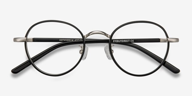 Anywhere Black AcetateEyeglass Frames from EyeBuyDirect, Closed View