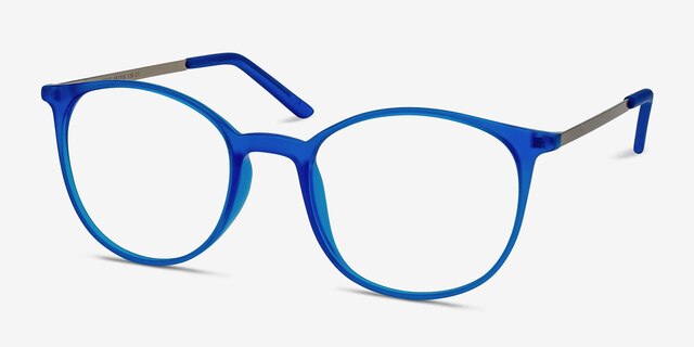 Tangent Blue MetalEyeglass Frames from EyeBuyDirect, Angle View