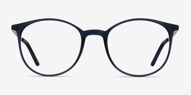 Tangent Bleu marine MétalMontures de lunettes de vue d'EyeBuyDirect, Vue de Face