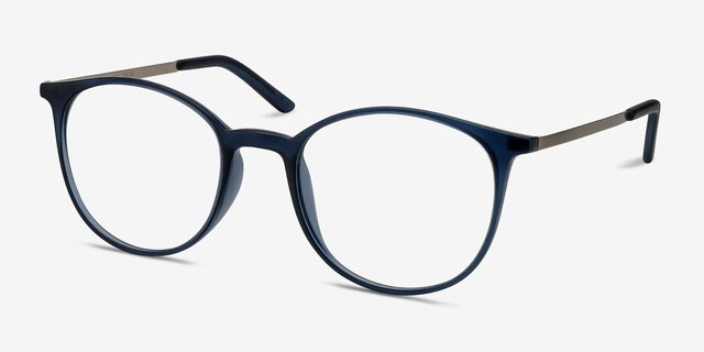 Tangent Bleu marine MétalMontures de lunettes de vue d'EyeBuyDirect, Vue d'Angle