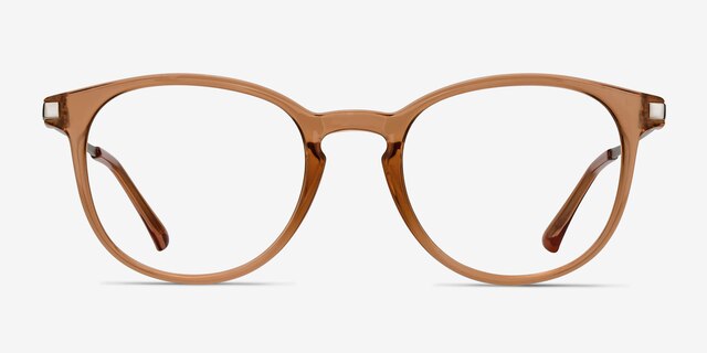 Mirando Light Brown MetalEyeglass Frames from EyeBuyDirect, Front View