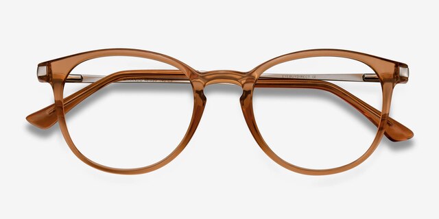 Mirando Light Brown MetalEyeglass Frames from EyeBuyDirect, Closed View