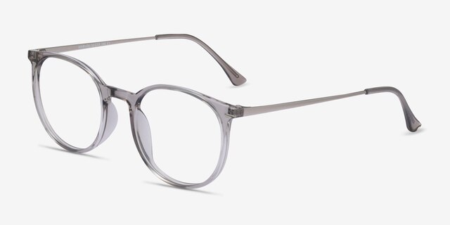 Marilou Clear Gray Plastic-metalMontures de lunettes de vue d'EyeBuyDirect, Vue d'Angle