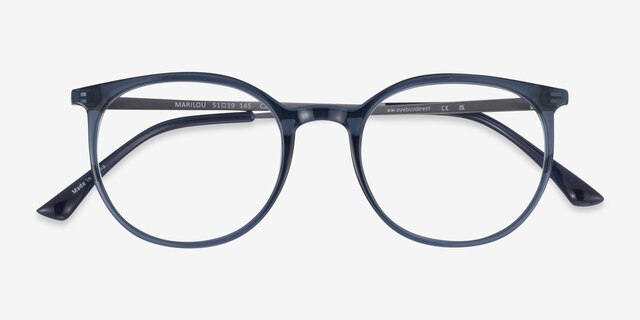 Marilou Clear Cobalt Plastic-metalEyeglass Frames from EyeBuyDirect, Closed View