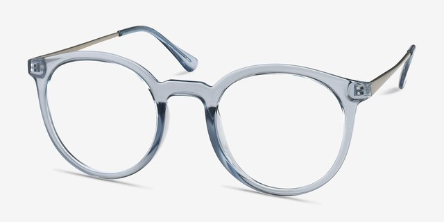 Grin Clear Blue MetalEyeglass Frames from EyeBuyDirect, Angle View