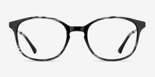 Villa Black Striped MetalEyeglass Frames from EyeBuyDirect, Front View