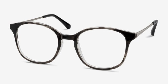 Villa Black Striped MetalEyeglass Frames from EyeBuyDirect, Angle View