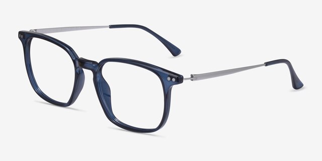 Ghostwriter Navy Plastic-metalEyeglass Frames from EyeBuyDirect, Angle View