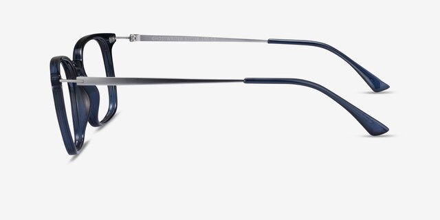 Ghostwriter Navy Plastic-metalEyeglass Frames from EyeBuyDirect, Side View