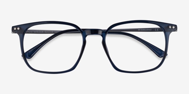 Ghostwriter Navy Plastic-metalEyeglass Frames from EyeBuyDirect, Closed View