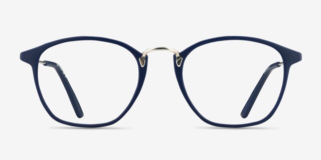 Crave Matte Navy MetalEyeglass Frames from EyeBuyDirect, Front View