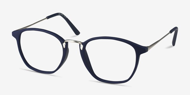Crave Matte Navy MetalEyeglass Frames from EyeBuyDirect, Angle View