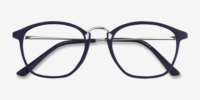 Crave Matte Navy MetalEyeglass Frames from EyeBuyDirect, Closed View