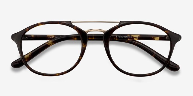 Lola Tortoise MetalEyeglass Frames from EyeBuyDirect, Closed View