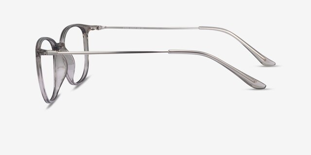 Strike Clear Gray Plastic-metalMontures de lunettes de vue d'EyeBuyDirect, Vue de Côté