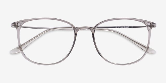 Strike Clear Gray Plastic-metalMontures de lunettes de vue d'EyeBuyDirect, Vue Rapprochée