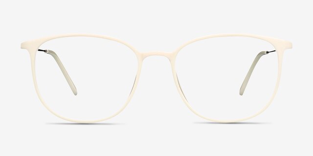 Strike White Plastic-metalEyeglass Frames from EyeBuyDirect, Front View