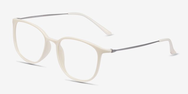 Strike White Plastic-metalEyeglass Frames from EyeBuyDirect, Angle View