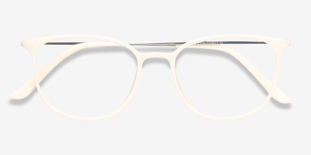 Strike White Plastic-metalEyeglass Frames from EyeBuyDirect, Closed View