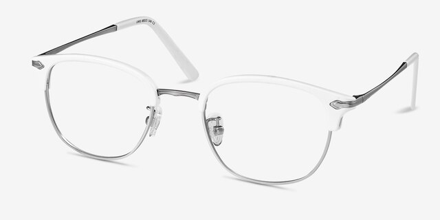 Links White MetalEyeglass Frames from EyeBuyDirect, Angle View