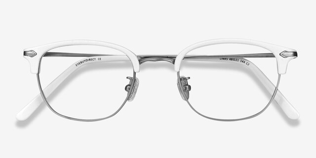 Links White MetalEyeglass Frames from EyeBuyDirect, Closed View