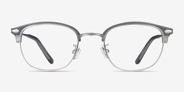 Links Matte Gray MetalEyeglass Frames from EyeBuyDirect, Front View