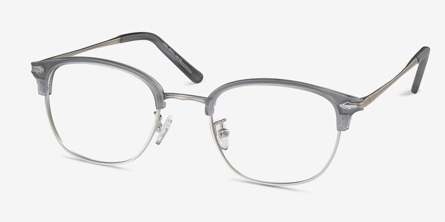 Links Matte Gray MetalEyeglass Frames from EyeBuyDirect, Angle View