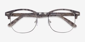 Roots Speckled Gray Plastic-metal Montures de lunettes de vue d'EyeBuyDirect, Vue Rapprochée