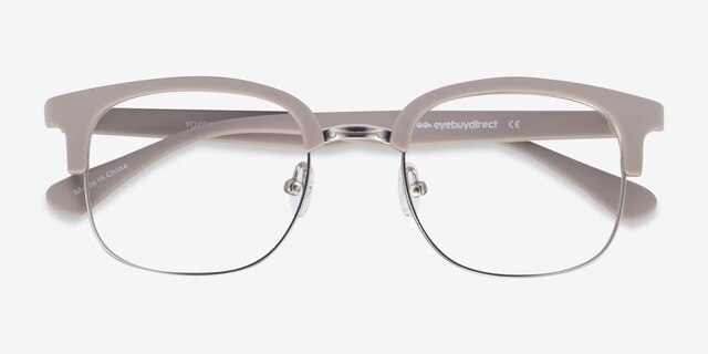 Yokote Gris Plastic-metalMontures de lunettes de vue d'EyeBuyDirect, Vue Rapprochée