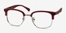 Yokote Matte Burgundy Plastic-metalMontures de lunettes de vue d'EyeBuyDirect, Vue d'Angle