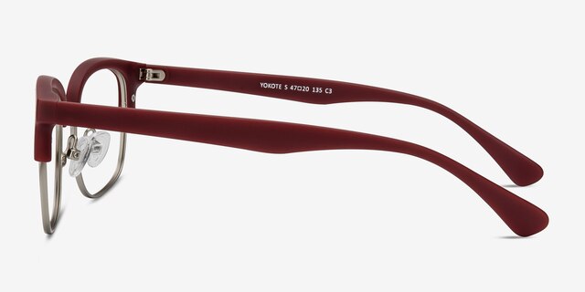 Yokote Matte Burgundy Plastic-metalMontures de lunettes de vue d'EyeBuyDirect, Vue de Côté