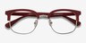Yokote Matte Burgundy Plastic-metalMontures de lunettes de vue d'EyeBuyDirect, Vue Rapprochée