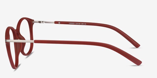 Lindsey Burgundy Plastic-metalMontures de lunettes de vue d'EyeBuyDirect, Vue de Côté