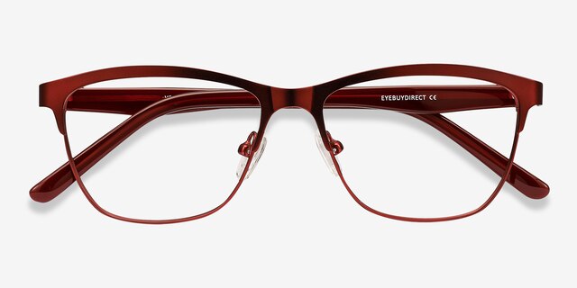 Volary Red Acetate-metalEyeglass Frames from EyeBuyDirect, Closed View