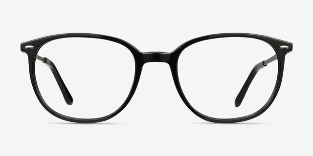 Eros Black Acetate-metalEyeglass Frames from EyeBuyDirect, Front View