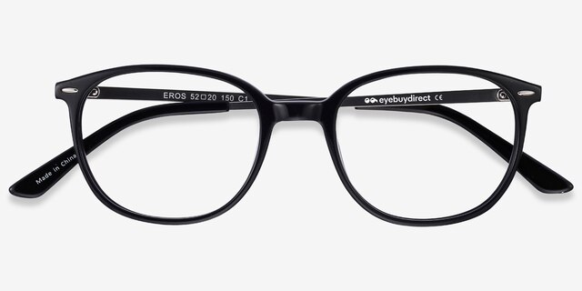 Eros Black Acetate-metalEyeglass Frames from EyeBuyDirect, Closed View