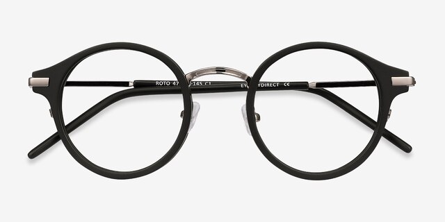 Roto Black Acetate-metalEyeglass Frames from EyeBuyDirect, Closed View
